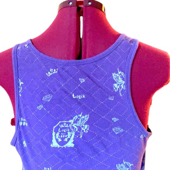 LOGIK - Purple Tank Top with silver crown diamond print - small - Picture 3 of 10